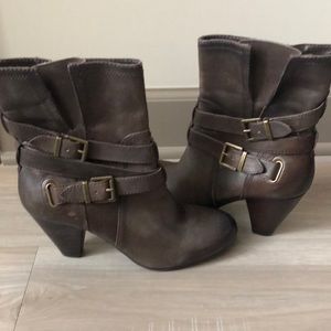 Brown leather booties